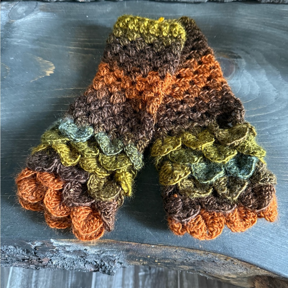 Hand Crafted Multicolor Crochet Fingerless Gloves